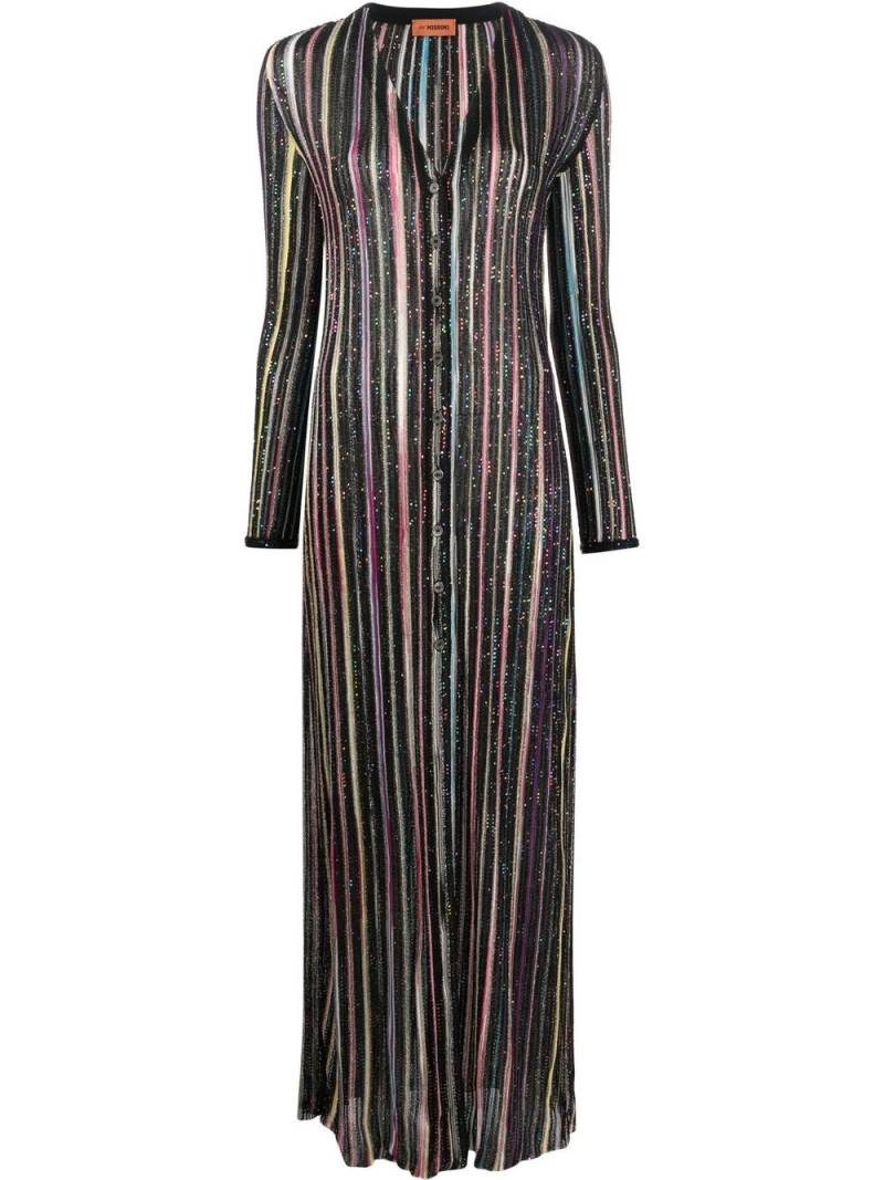 Missoni striped V-neck button-up dress - Black von Missoni