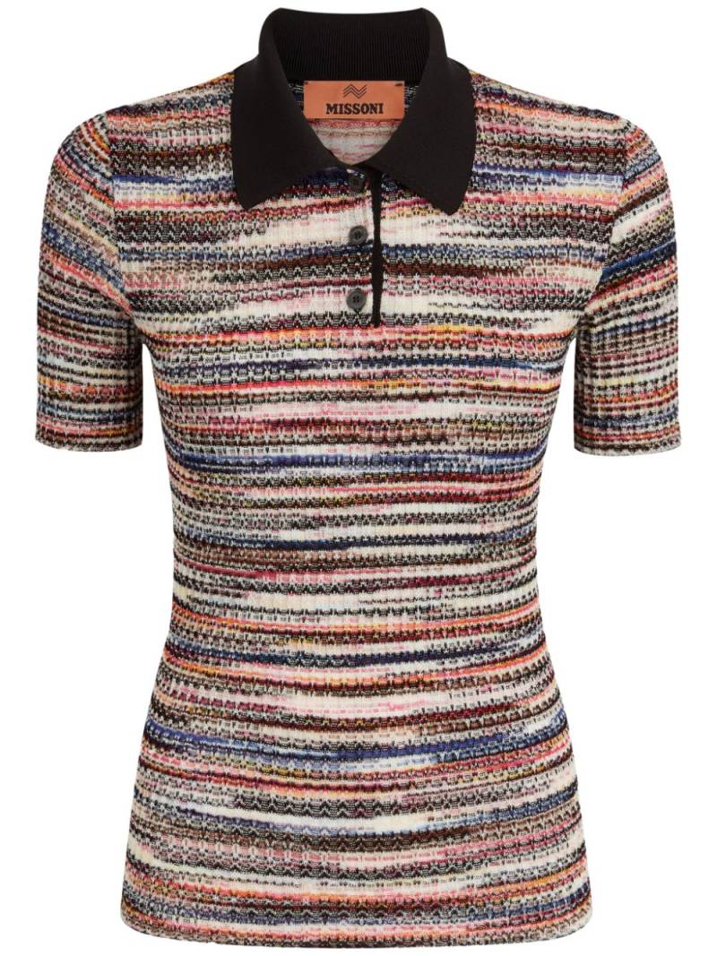 Missoni striped knitted polo shirt - Black von Missoni