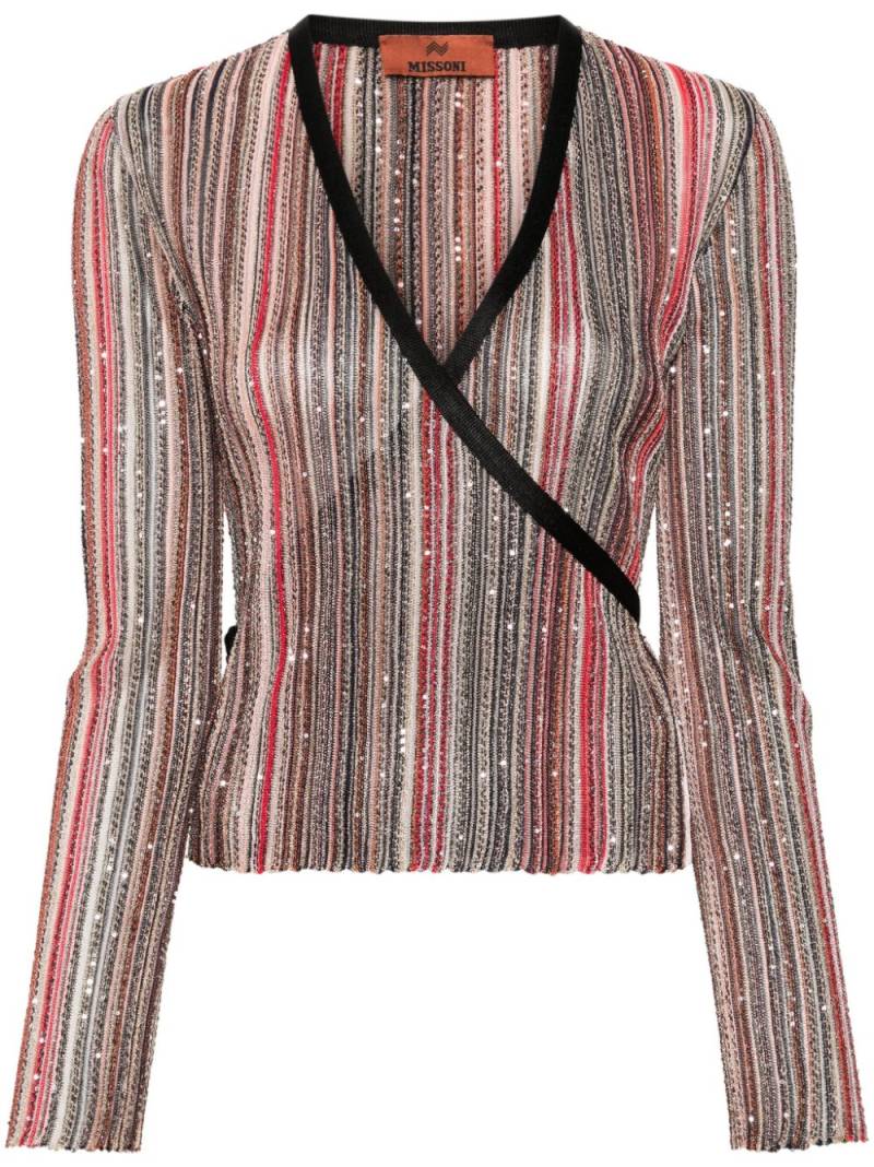 Missoni striped sequined wrap jumper - Black von Missoni