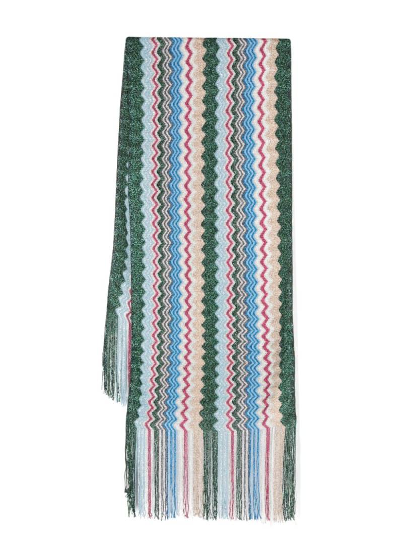 Missoni zig-zag pattern knitted scarf - Blue von Missoni