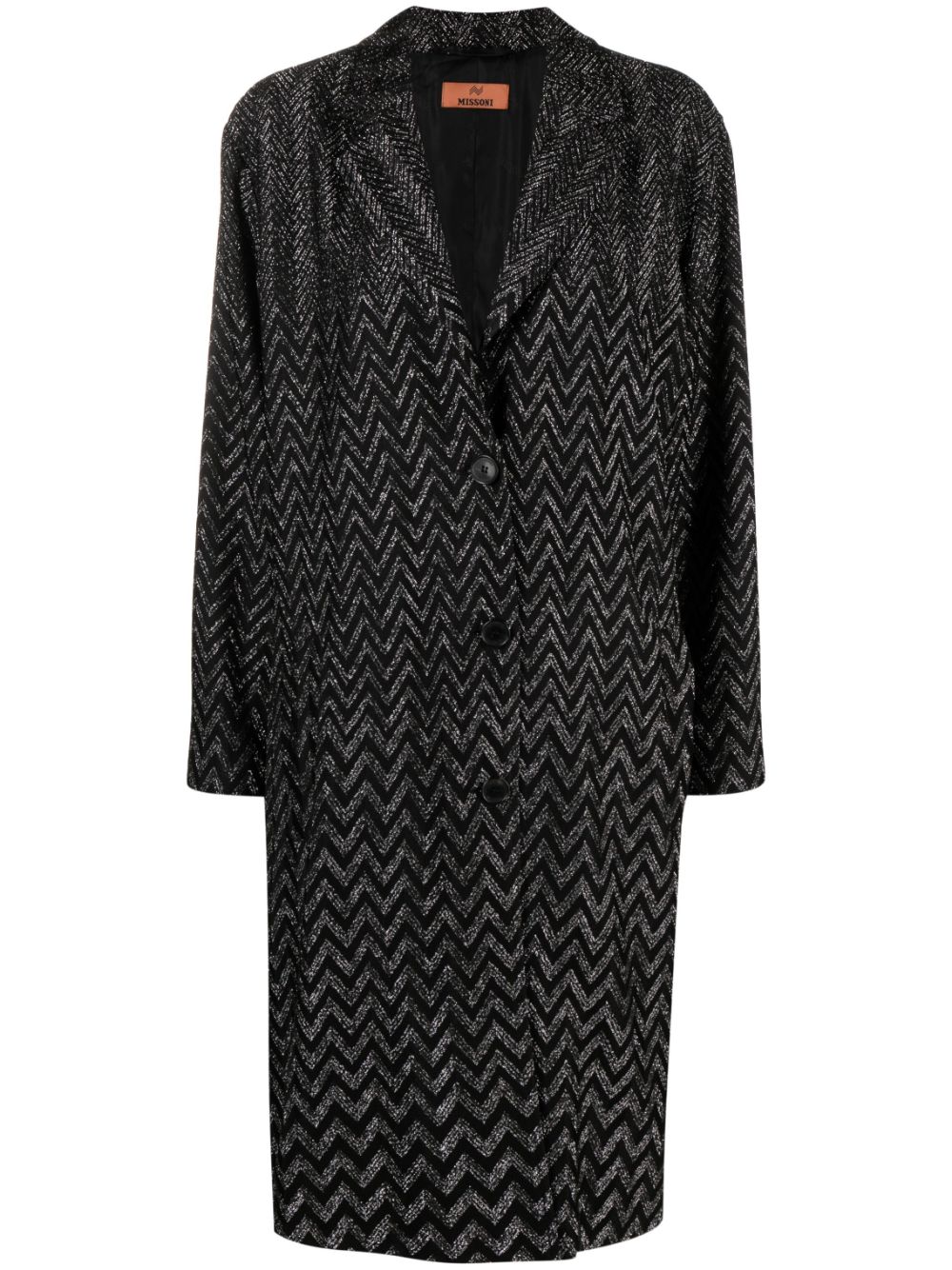 Missoni zig-zag single-breasted coat - Black von Missoni