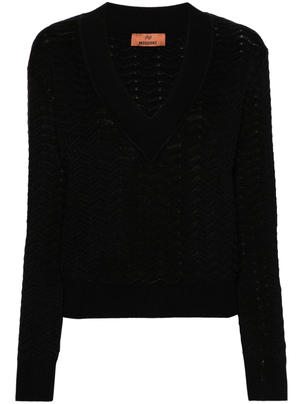 Missoni zigzag V-neck jumper - Black von Missoni