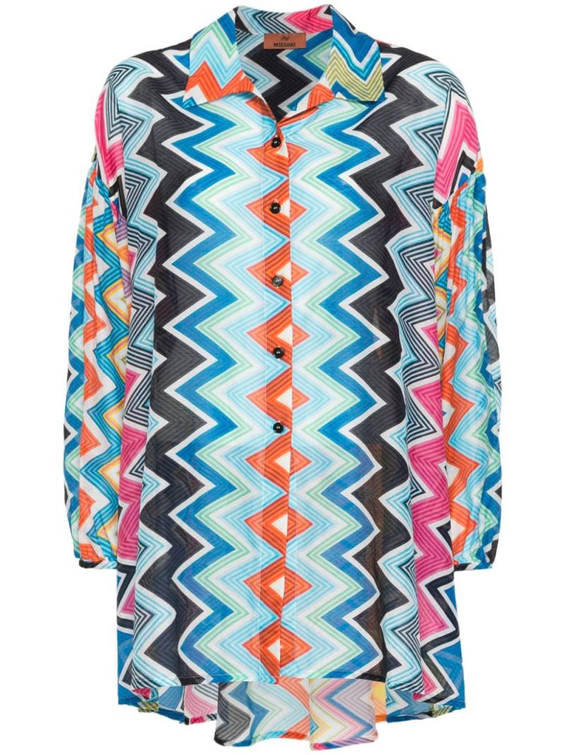 Missoni zigzag balloon-sleeves shirt - Blue von Missoni