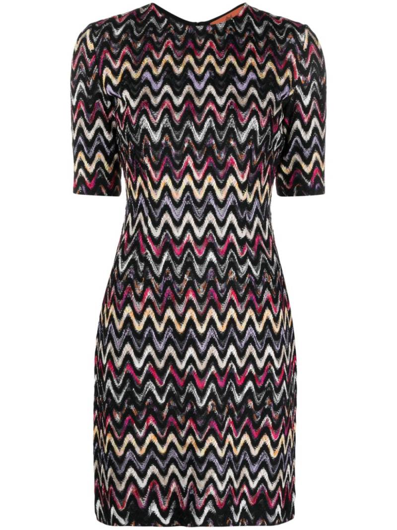 Missoni zigzag-embroidered wool-blend dress - Black von Missoni