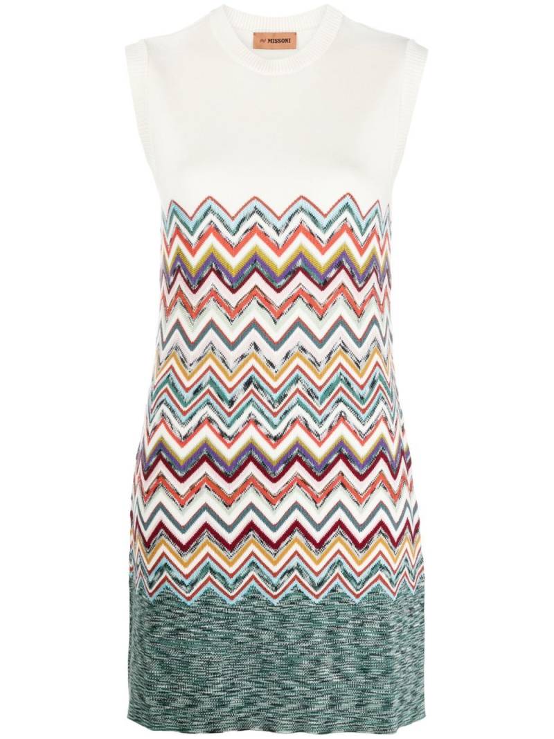 Missoni zigzag-knit shift dress - White von Missoni