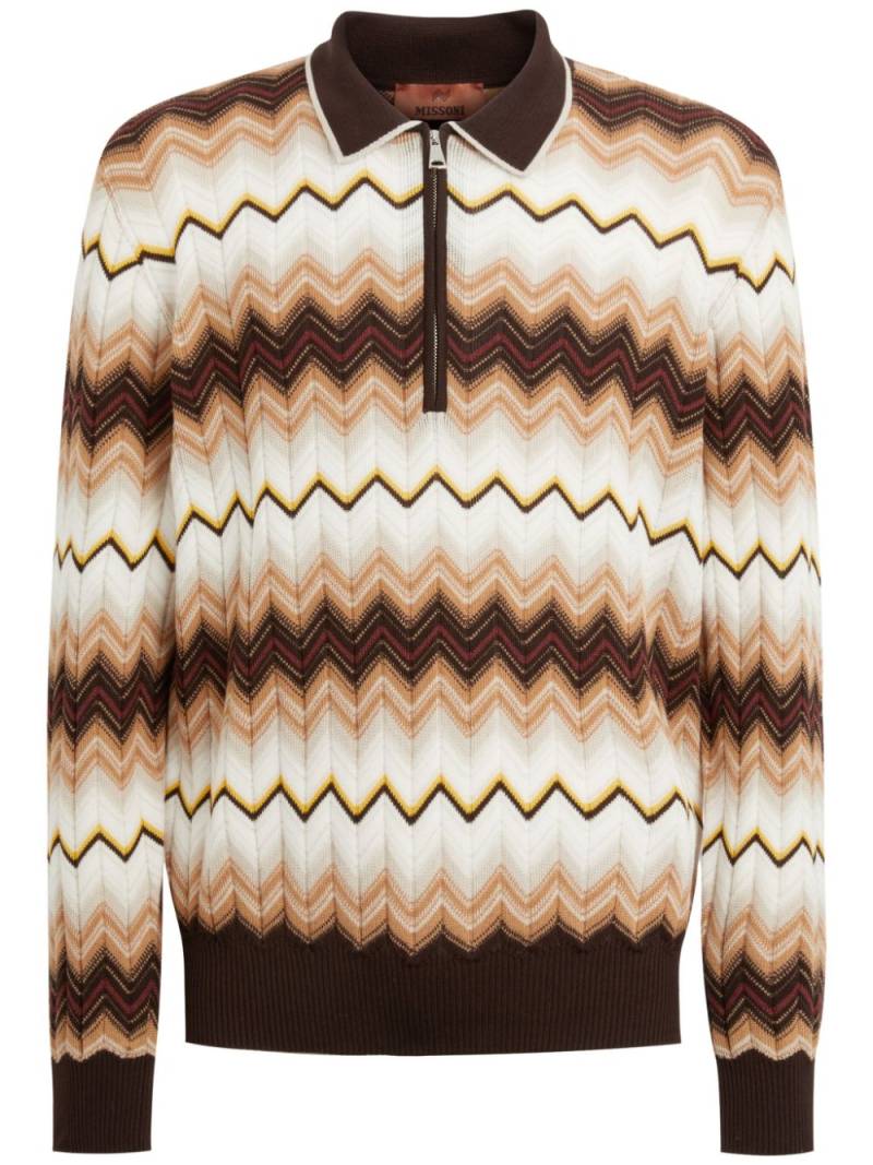 Missoni zigzag long-sleeve polo shirt - Brown von Missoni