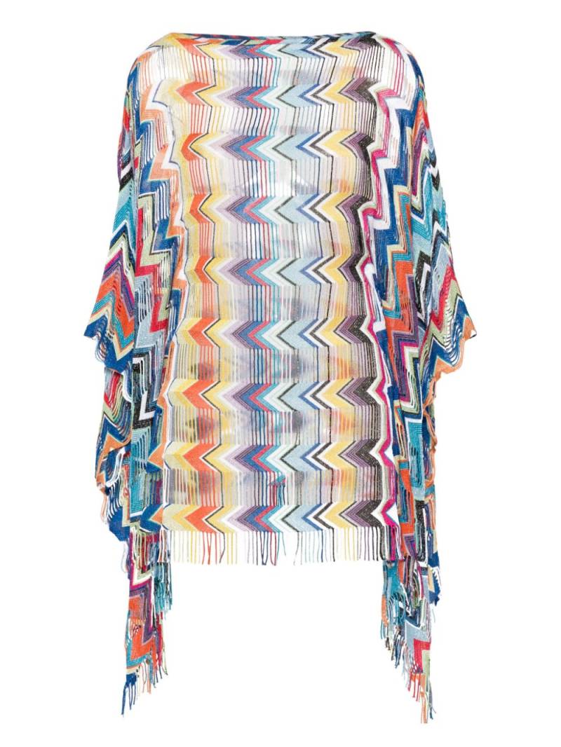 Missoni zigzag-pattern fringed kaftan - Blue von Missoni