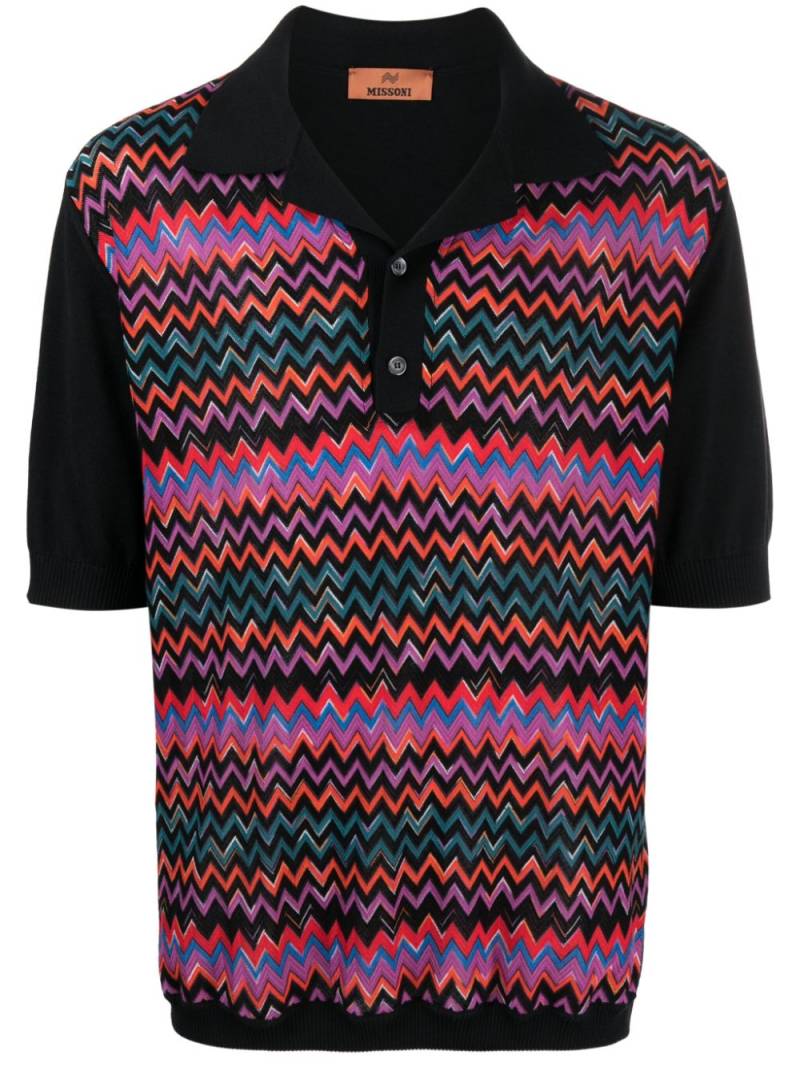 Missoni zigzag-pattern polo shirt - Black von Missoni