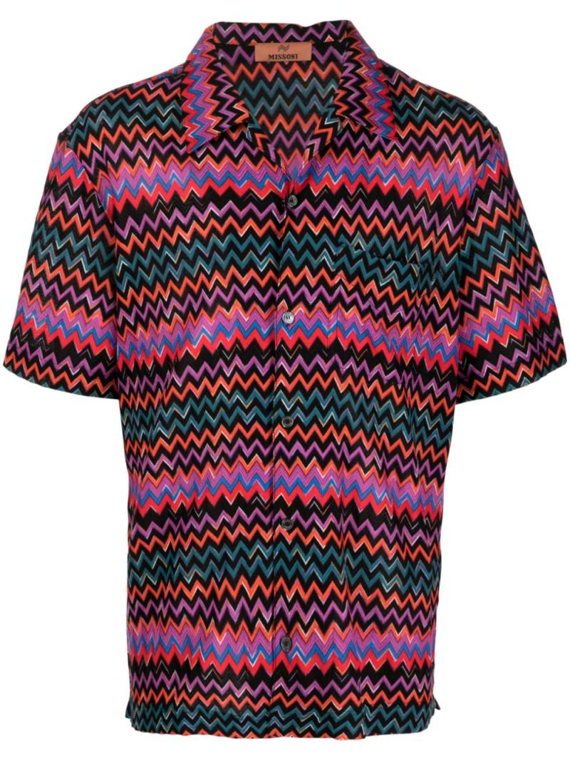 Missoni zigzag-pattern spread-collar shirt - Purple von Missoni