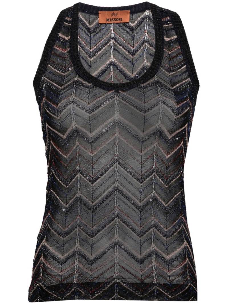 Missoni zigzag sequin-embellishment tank top - Blue von Missoni