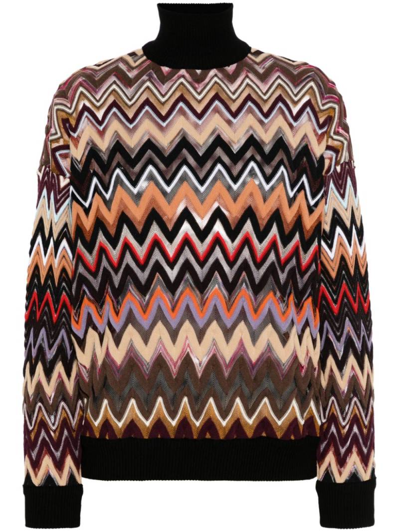 Missoni zigzag-woven high-neck jumper - Black von Missoni