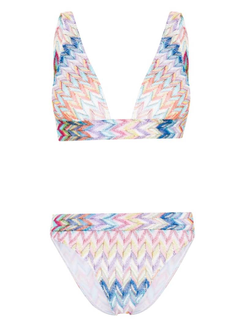 Missoni zigzag-woven lurex bikini - Pink von Missoni