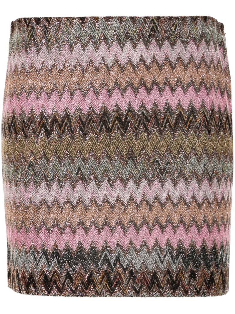 Missoni zigzag-woven lurex miniskirt - Pink von Missoni