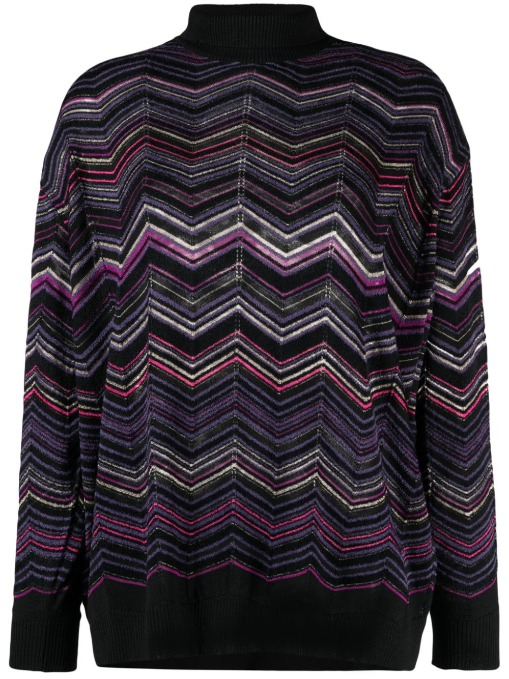 Missoni zigzag-woven roll-neck jumper - Black von Missoni