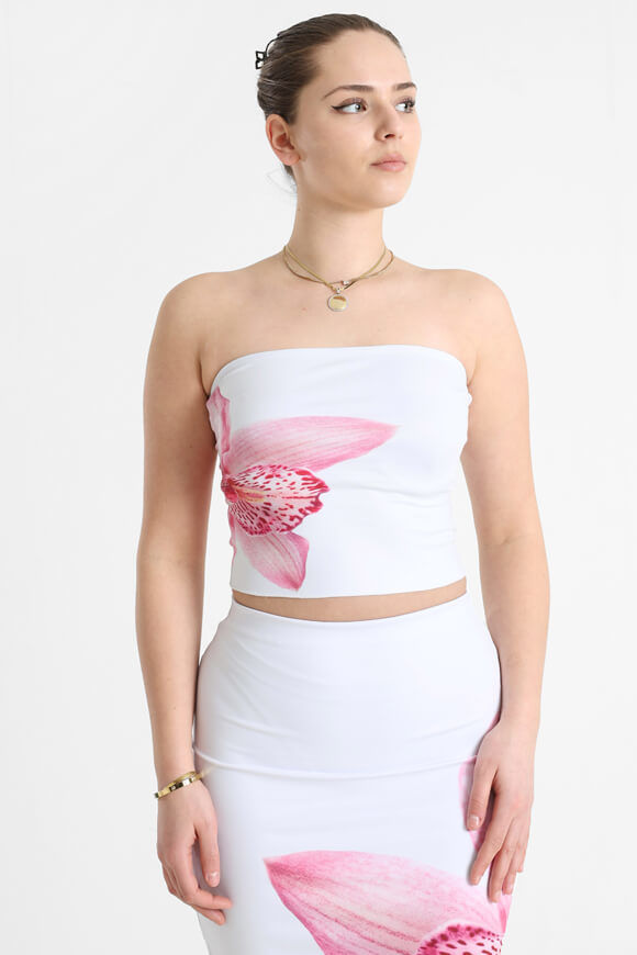 Missue Bandeau Crop Top | Weiss | Damen  | L von Missue