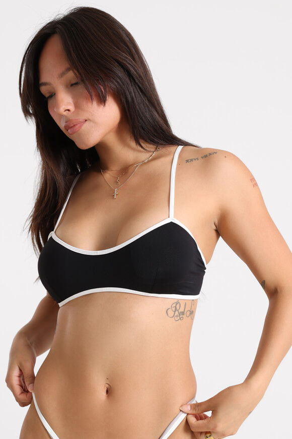 Missue Bralette Bikini-Oberteil | Schwarz + Offwhite | Damen  | L von Missue