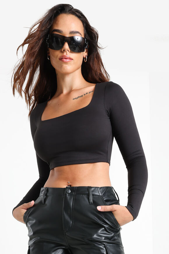 Missue Crop Langarmshirt | Schwarz | Damen  | M von Missue