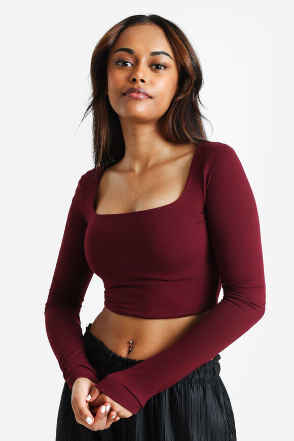 Missue Crop Langarmshirt | Bordeaux | Damen  | M von Missue