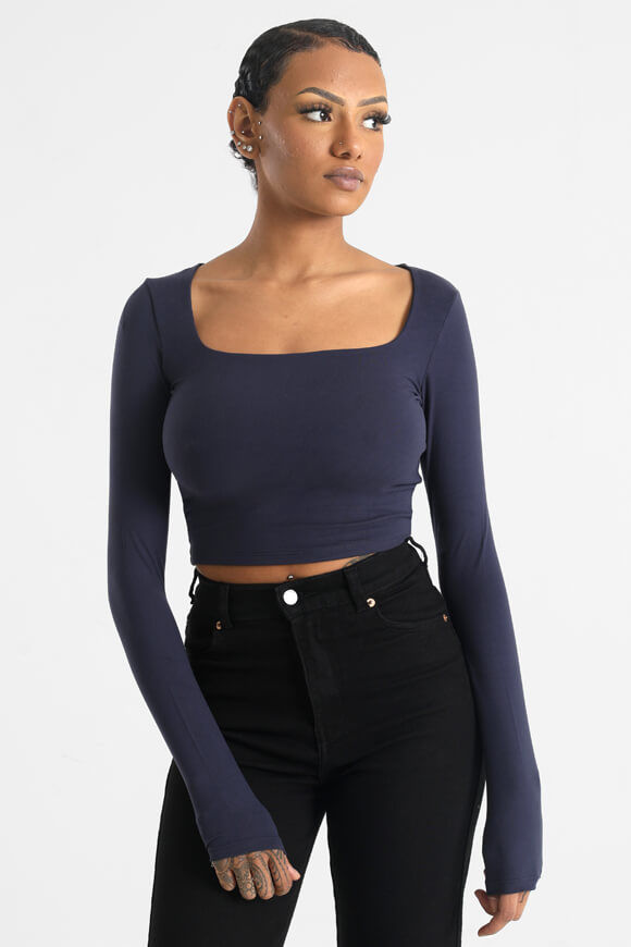 Missue Crop Langarmshirt | Marineblau | Damen  | S von Missue