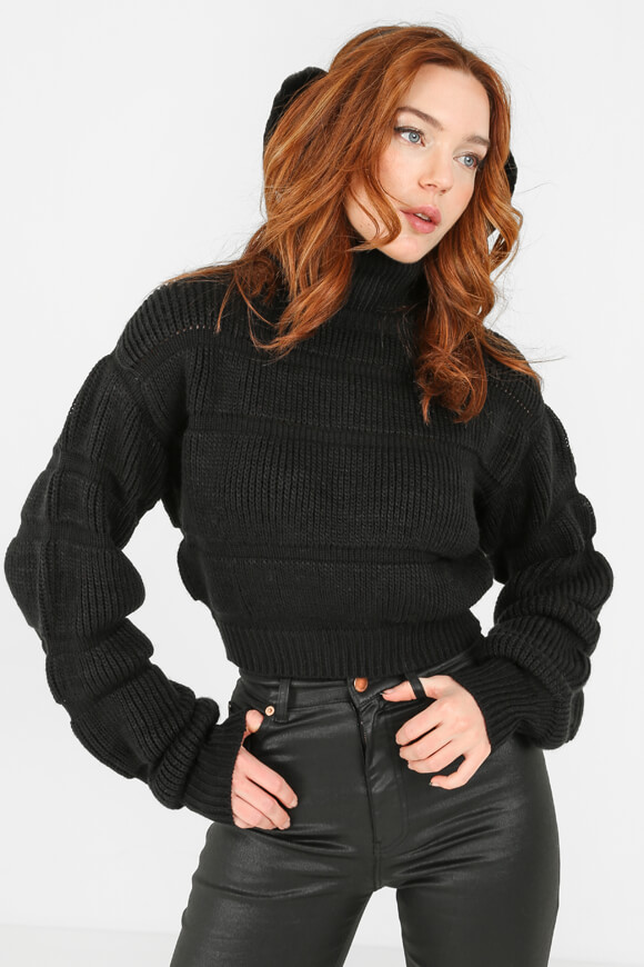 Missue Crop Strickpullover | Schwarz | Damen  | L von Missue