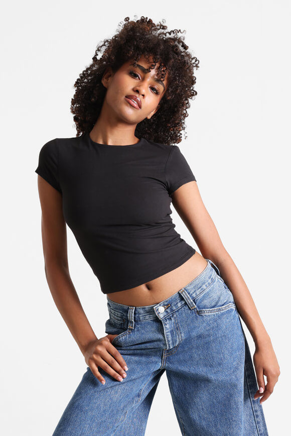 Missue Crop T-Shirt | Schwarz | Damen  | L von Missue