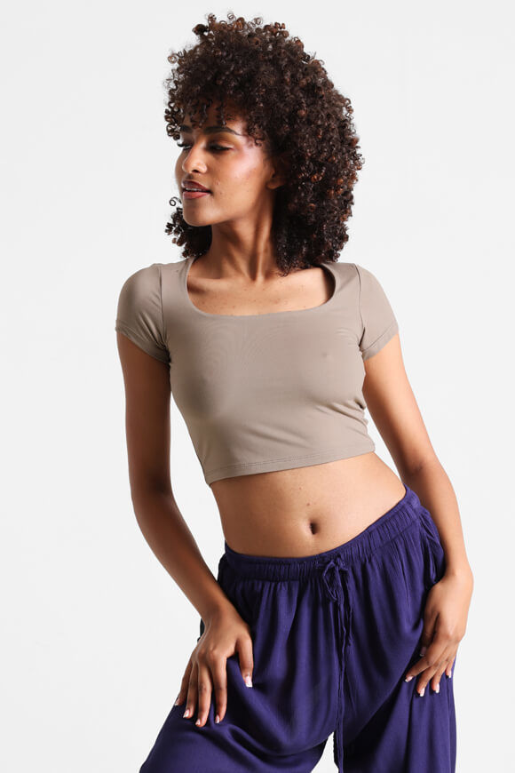 Missue Crop T-Shirt | Taupe | Damen  | L von Missue