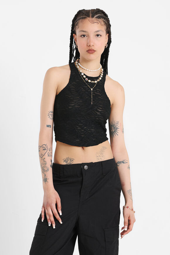 Missue Strukturiertes Crop Top | Schwarz | Damen  | M von Missue