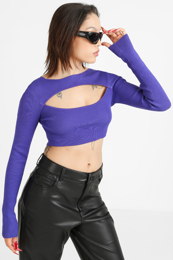 Missue Gerippter Crop Strickpullover | Lila | Damen  | L von Missue