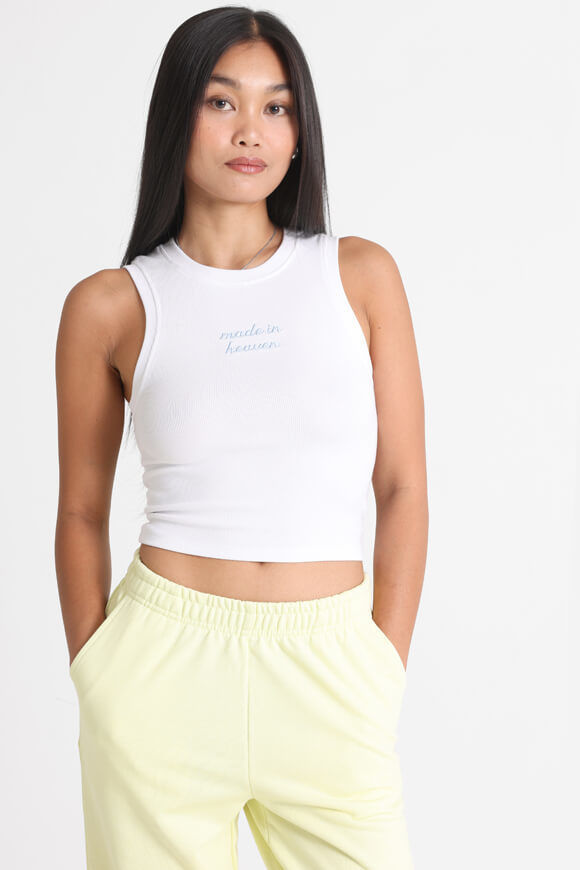 Missue Geripptes Crop Tanktop | Weiss | Damen  | L von Missue