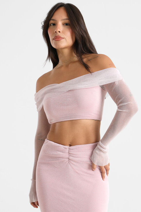 Missue Glitzer Off Shoulder Top | Pink | Damen  | L von Missue