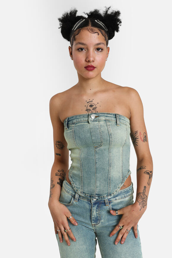 Missue Jeans Corsage-Top | Gewaschen Blau | Damen  | XS von Missue