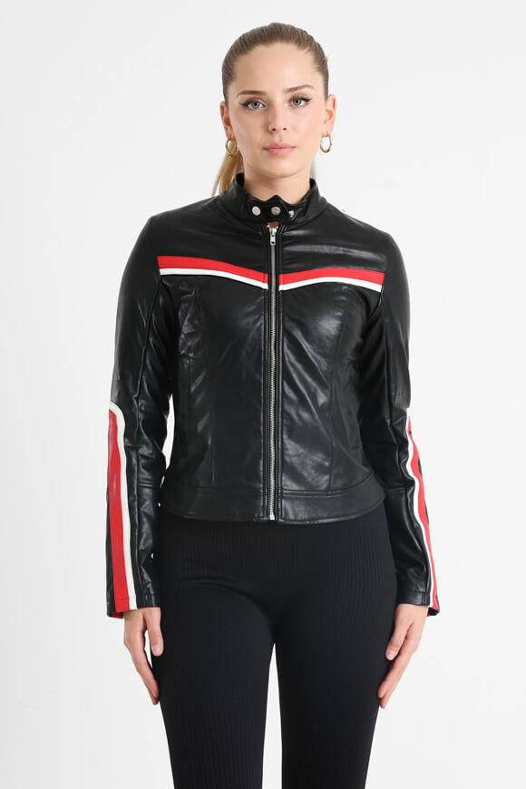 Missue Kunstleder Bikerjacke | Schwarz + Rot | Damen  | L von Missue