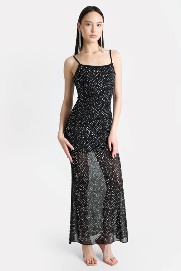 Missue Mesh Maxikleid mit Strass | Schwarz + Silber | Damen  | L von Missue