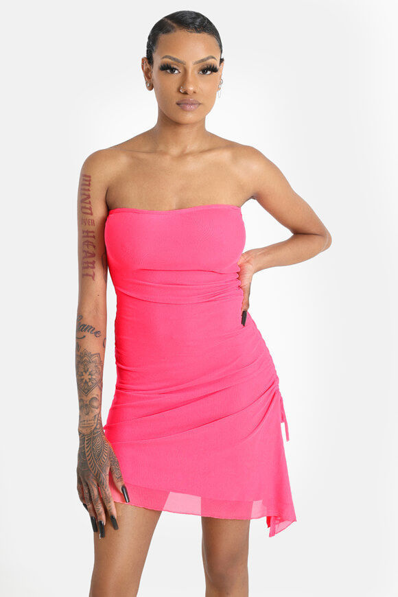 Missue Mesh Bandeau Minikleid | Neon Pink | Damen  | L von Missue