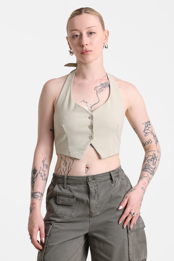 Missue Neckholder Crop Top | Beige | Damen  | L von Missue