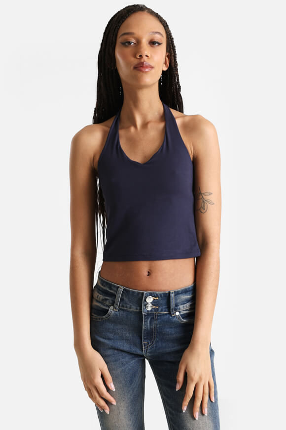 Missue Neckholder Crop Top | Marineblau | Damen  | XS von Missue