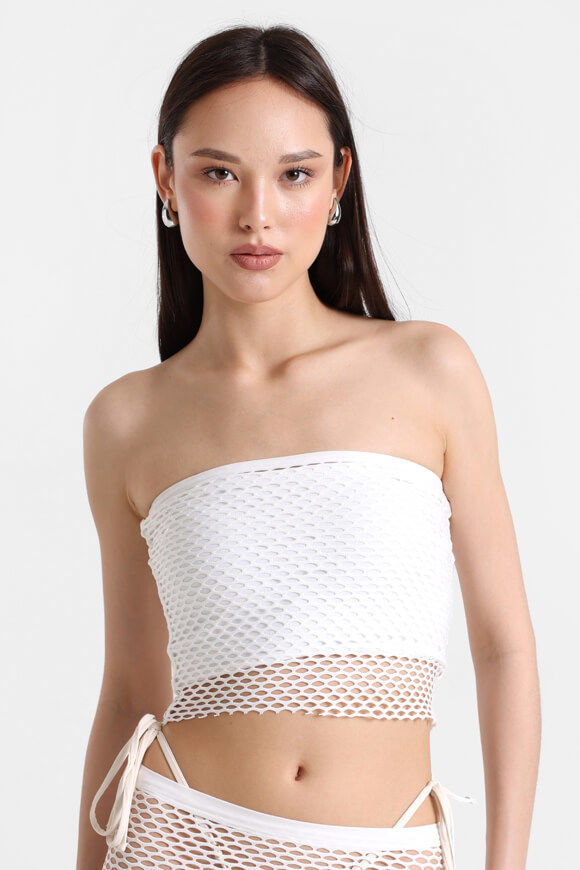 Missue Netz Bandeau-Crop Top | Offwhite | Damen  | L von Missue