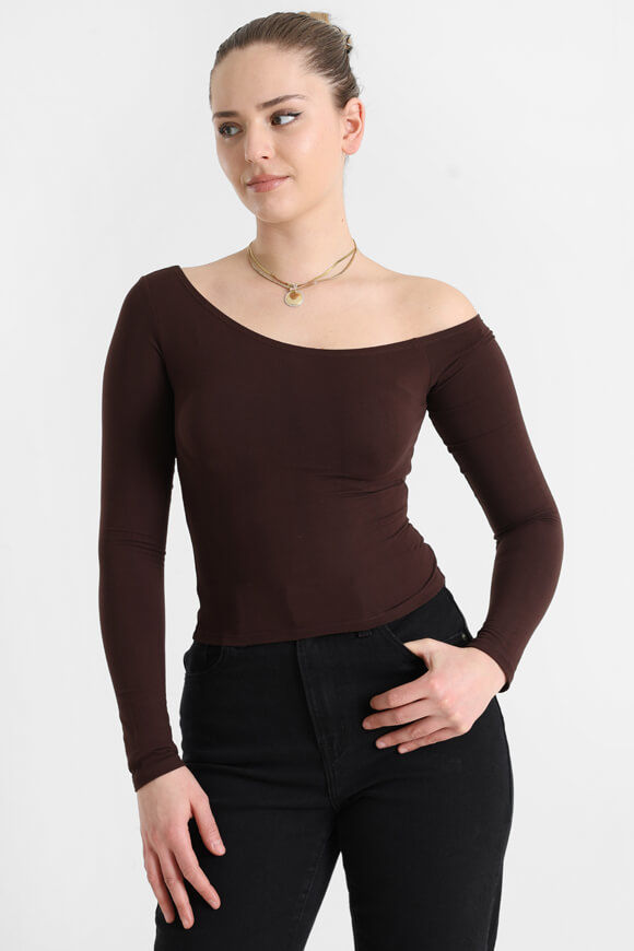 Missue One Shoulder Crop Langarmshirt | Braun | Damen  | M von Missue