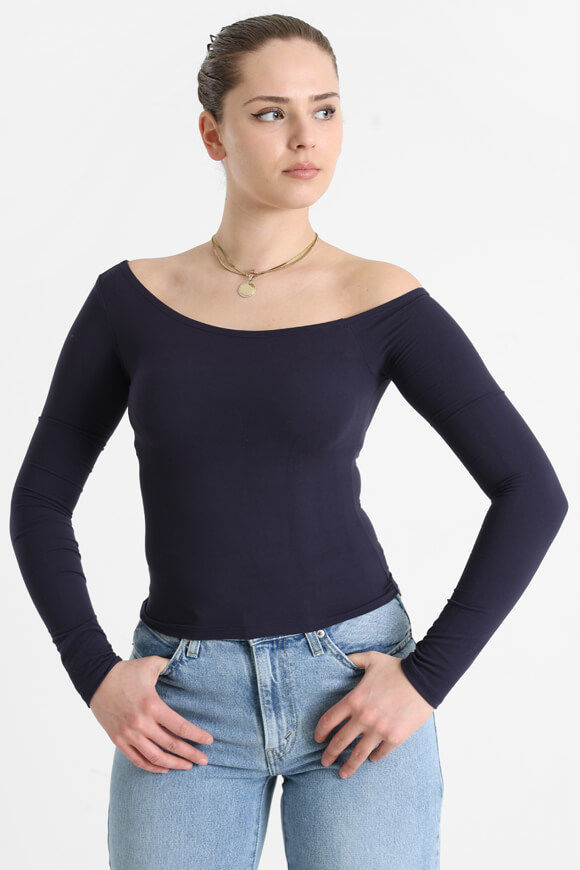 Missue One Shoulder Crop Langarmshirt | Marineblau | Damen  | XS von Missue