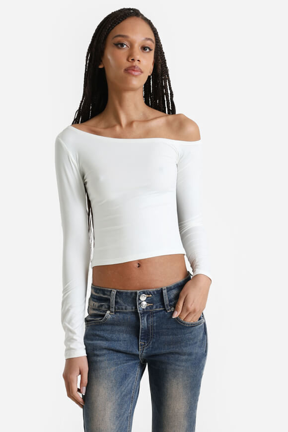 Missue One Shoulder Crop Langarmshirt | Offwhite | Damen  | L von Missue