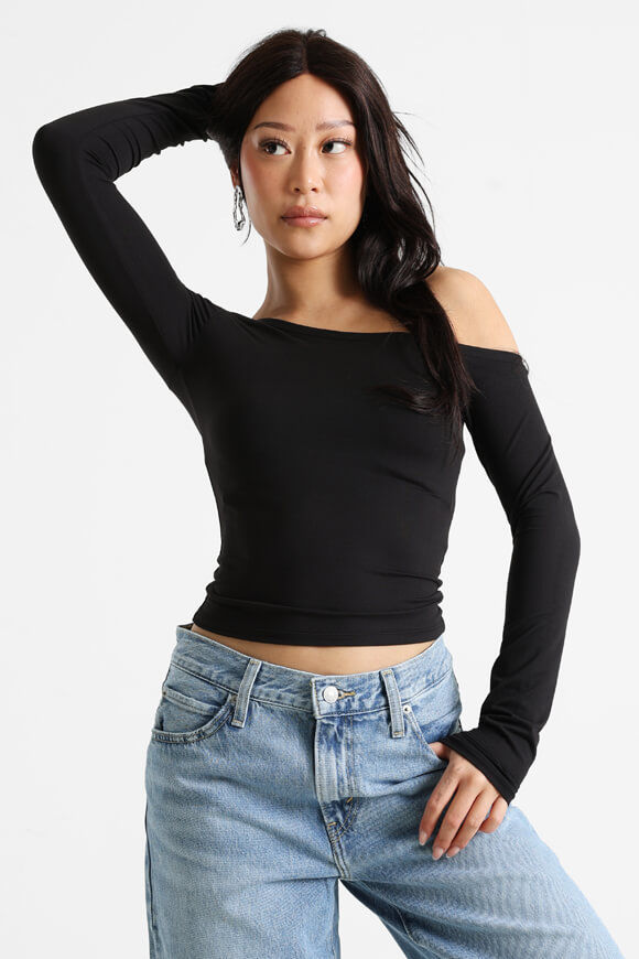 Missue One Shoulder Crop Langarmshirt | Schwarz | Damen  | XS von Missue