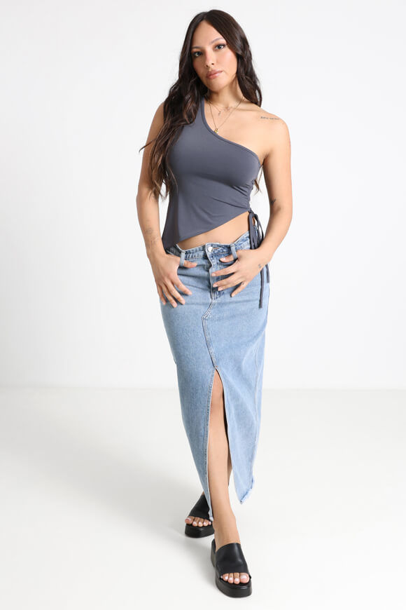 Missue One Shoulder Crop Top | Dunkelgrau | Damen  | XS von Missue