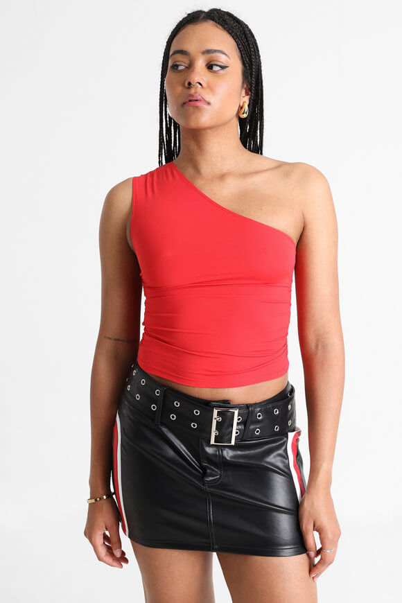 Missue One Shoulder Crop Top | Rot | Damen  | L von Missue