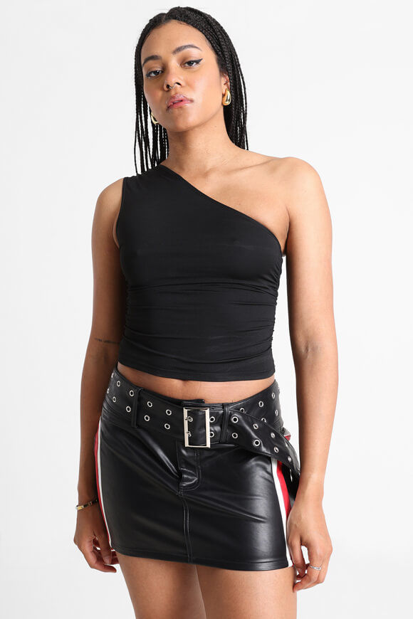 Missue One Shoulder Crop Top | Schwarz | Damen  | L von Missue