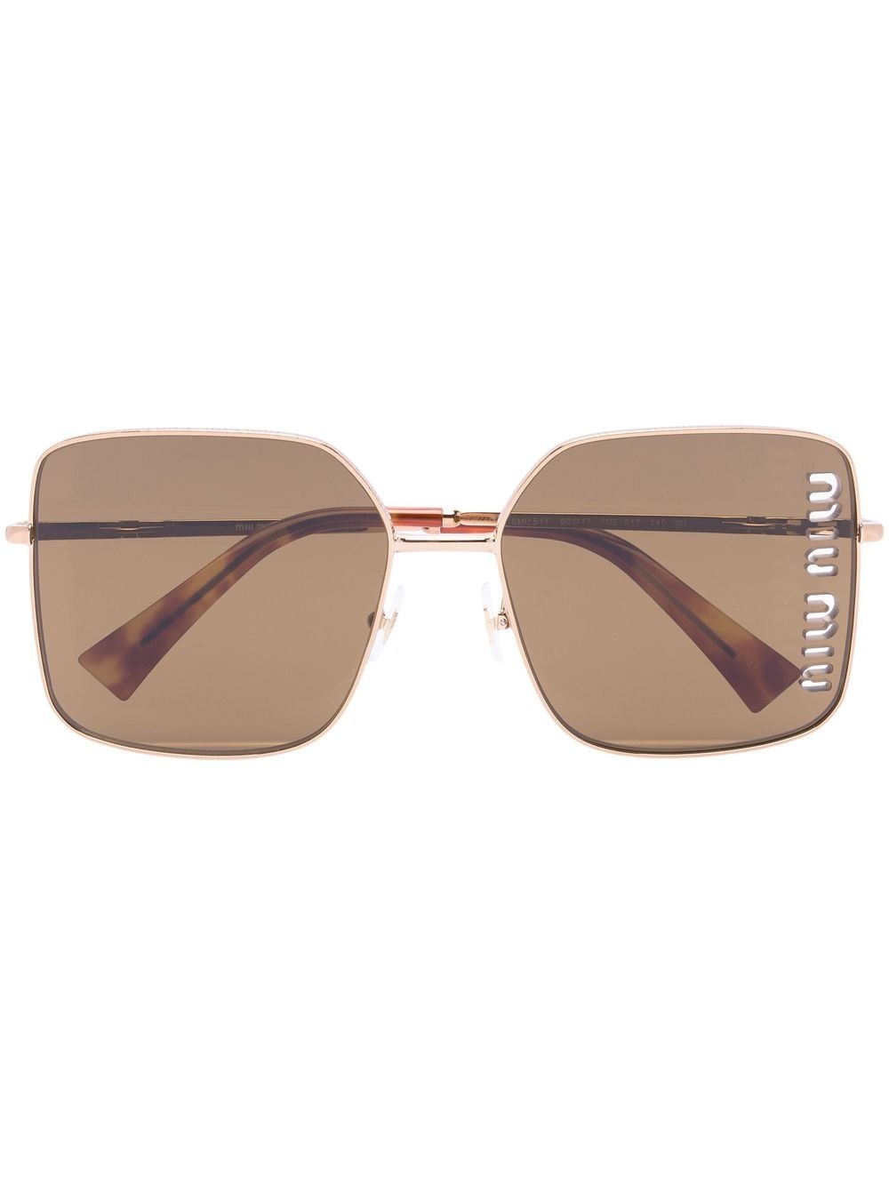 Miu Miu Eyewear logo-detail square-frame sunglasses - Gold von Miu Miu Eyewear