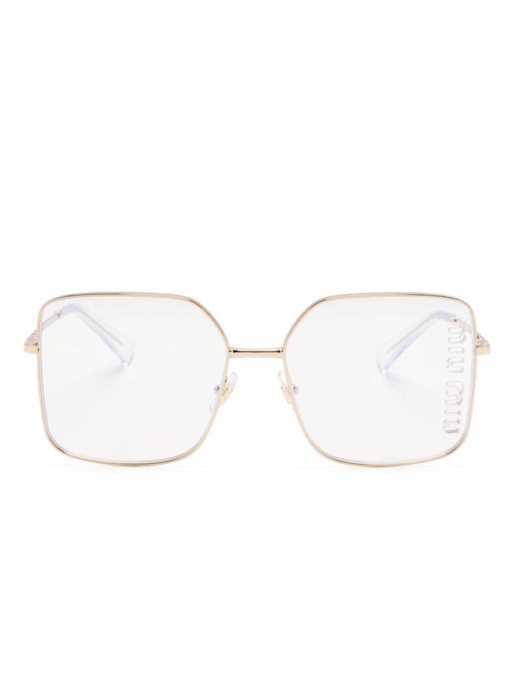 Miu Miu Eyewear logo-engraved square-frame glasses - Gold von Miu Miu Eyewear