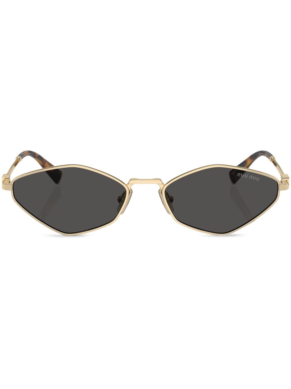 Miu Miu Eyewear logo-lettering geometric-frame sunglasses - Gold von Miu Miu Eyewear