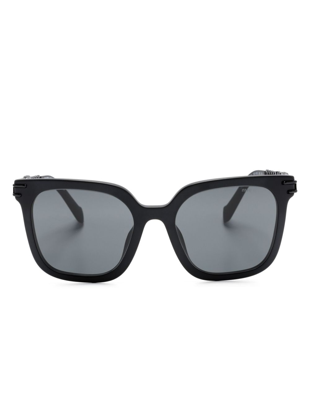 Miu Miu Eyewear logo-lettering square-frame sunglasses - Black von Miu Miu Eyewear