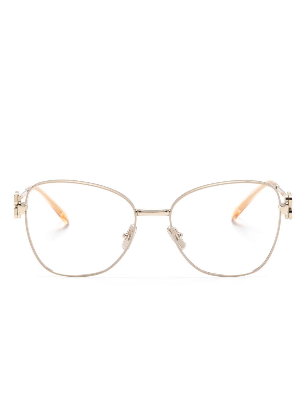 Miu Miu Eyewear logo-plaque glasses - Gold von Miu Miu Eyewear