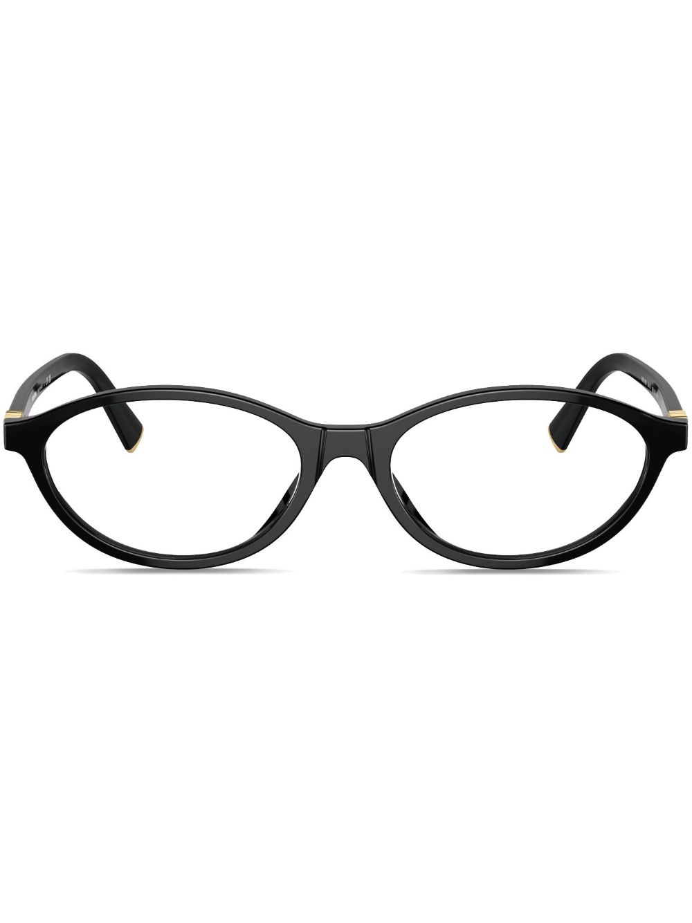 Miu Miu Eyewear logo-plaque oval-frame glasses - Black von Miu Miu Eyewear